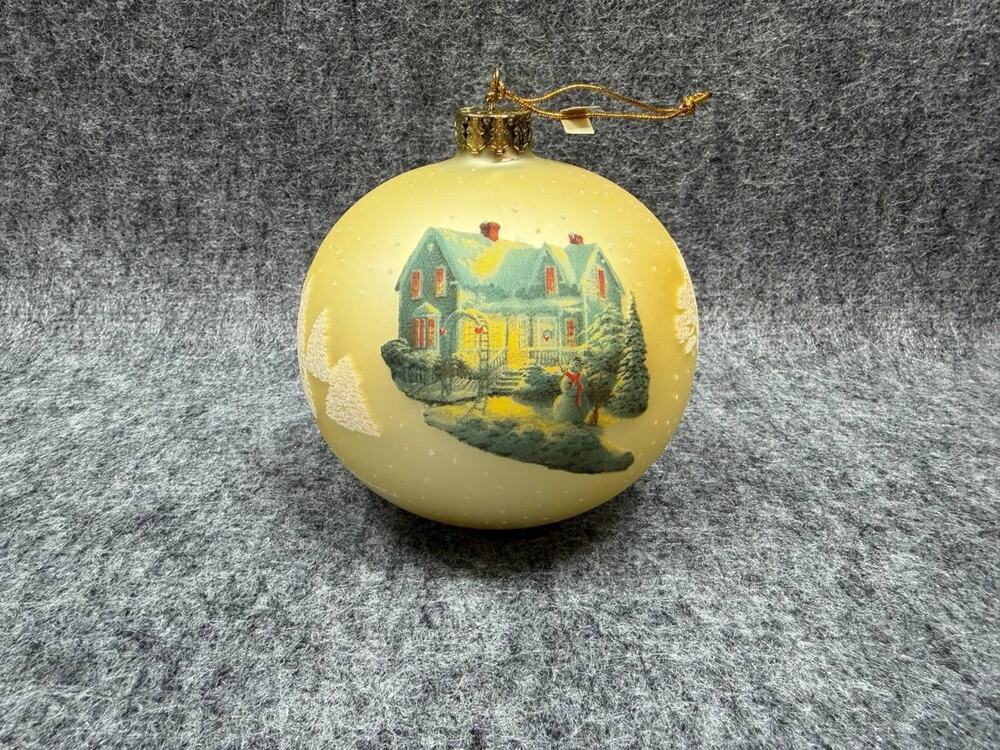 Thomas Kinkade Blessings of Christmas Glass Ornament 2003 Brushworks w Box